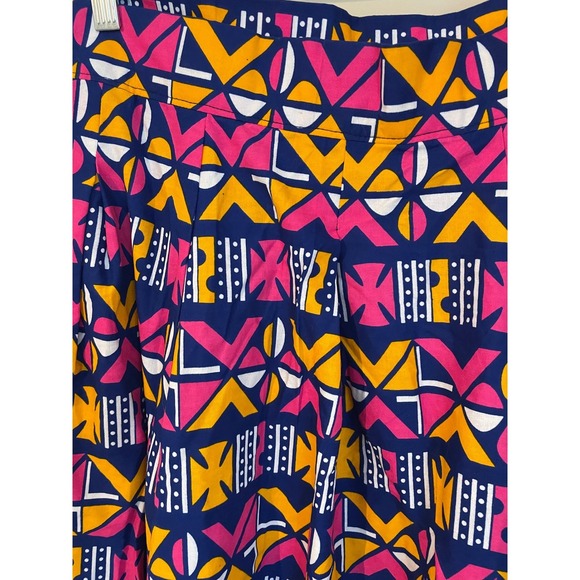 FRANCIS + BENEDICT Size L Maxi Skirt Geo Blue Pink Yellow Handmade Togo Africa - Picture 7 of 8